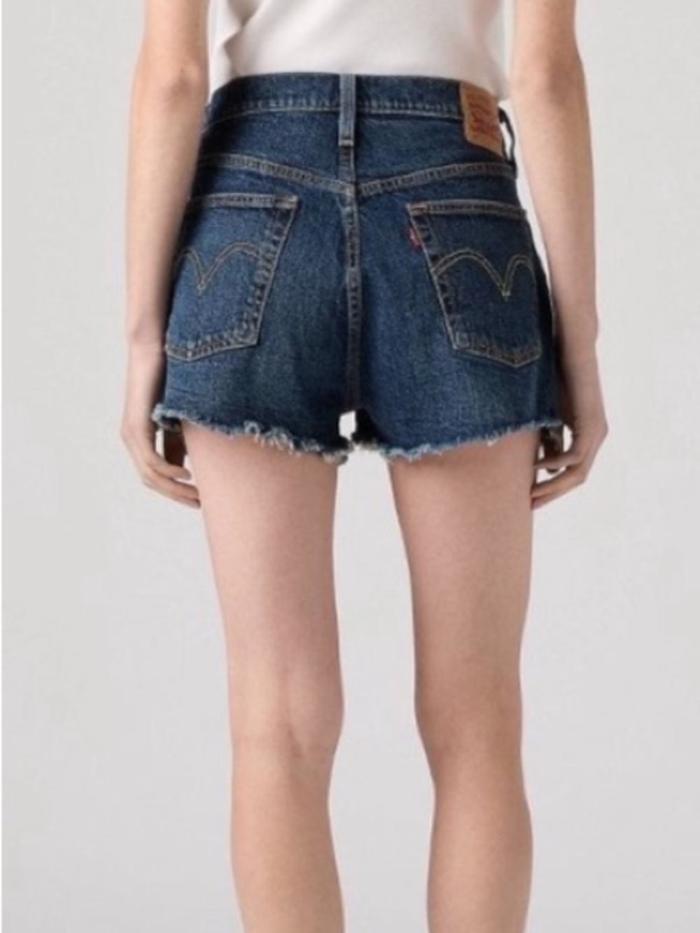 Levi's Dark Blue Distressed Cutoff Denim Shorts Vintage Button Front Size 27